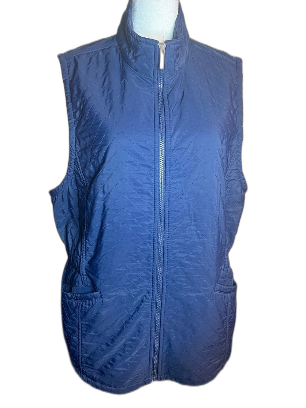 Women's Quilted Sleeveless Vest - Navy Size SL